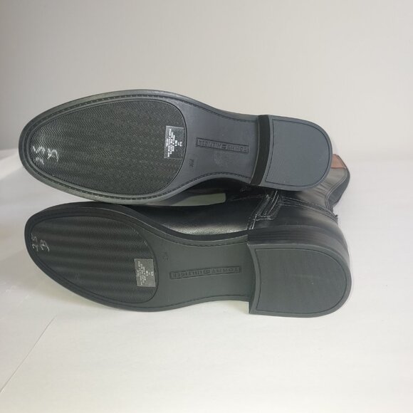 Tommy Hilfiger blk/brown faux leather almond toe knee high riding boot. - Picture 7 of 7